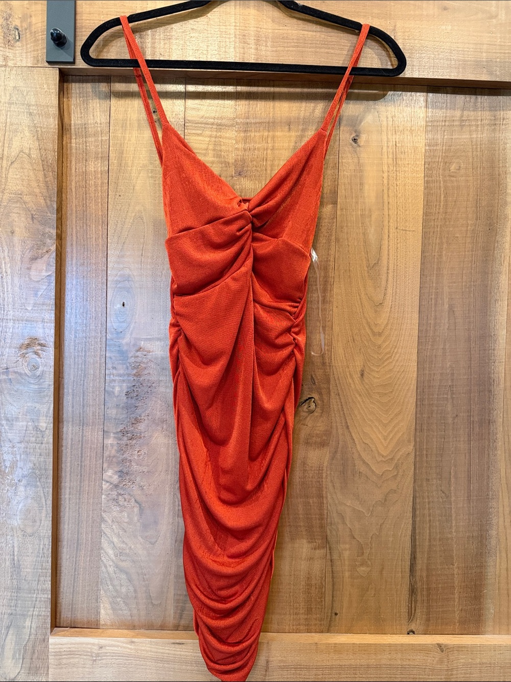Rue21 Orange Ruched Spaghetti Strap Mini Dress